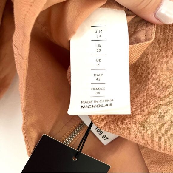 Revolve Nicholas Daw Cropped Linen Top Zip Front Puff Sleeve, Size 6, NWT - Picture 12 of 12